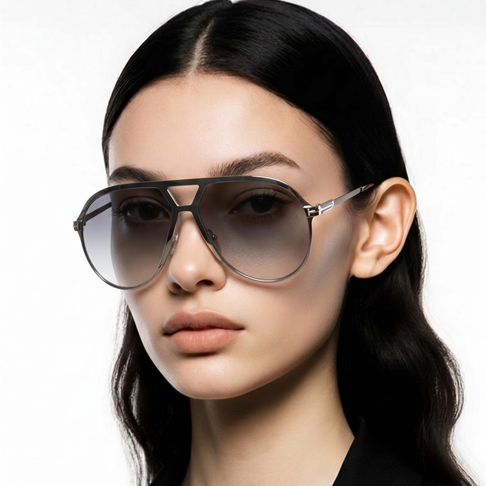 NEW AUTHENTIC Tom Ford Silver Aviator Sunglasses TF1060 16B
